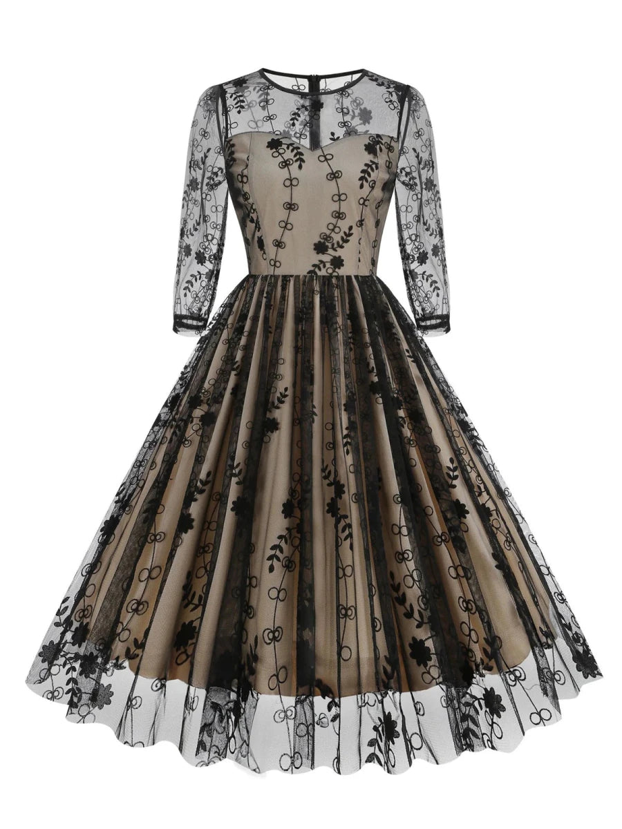 Robe Noire Années 50 Papillons - Louise Vintage