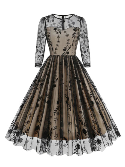 Robe Noire Années 50 Papillons - Louise Vintage
