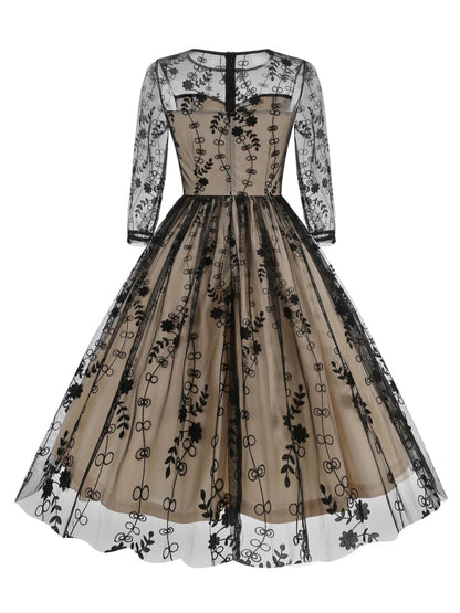 Robe Noire Années 50 Papillons - Louise Vintage