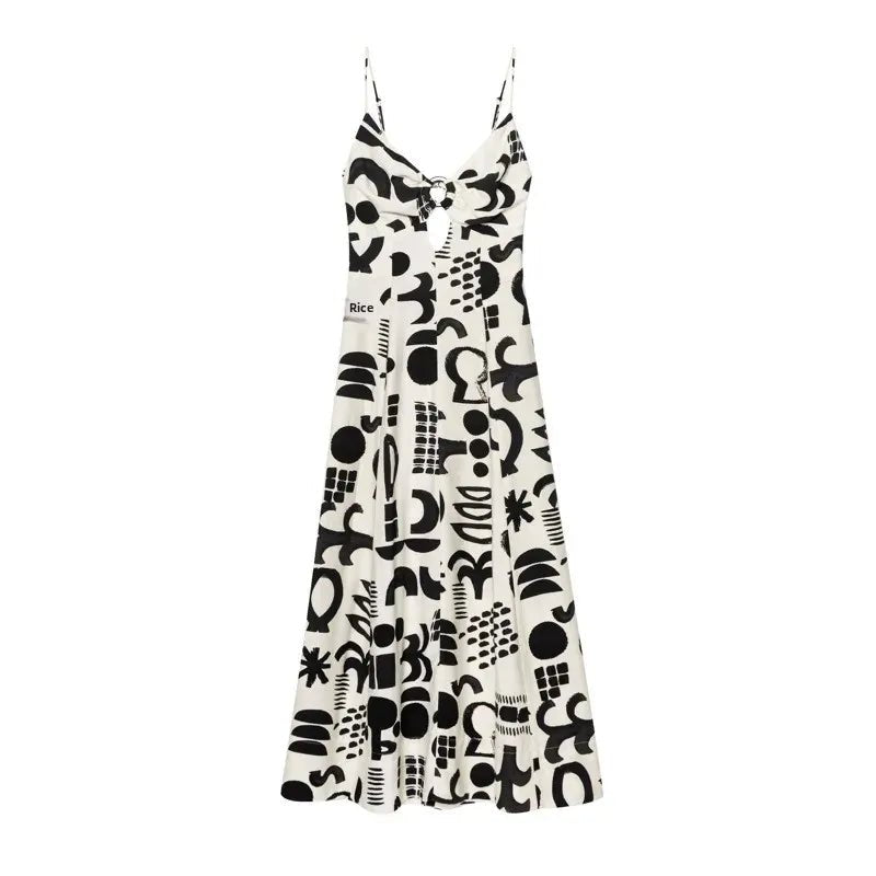 Robe Noire et Blanche Femme Année 70 - Louise Vintage