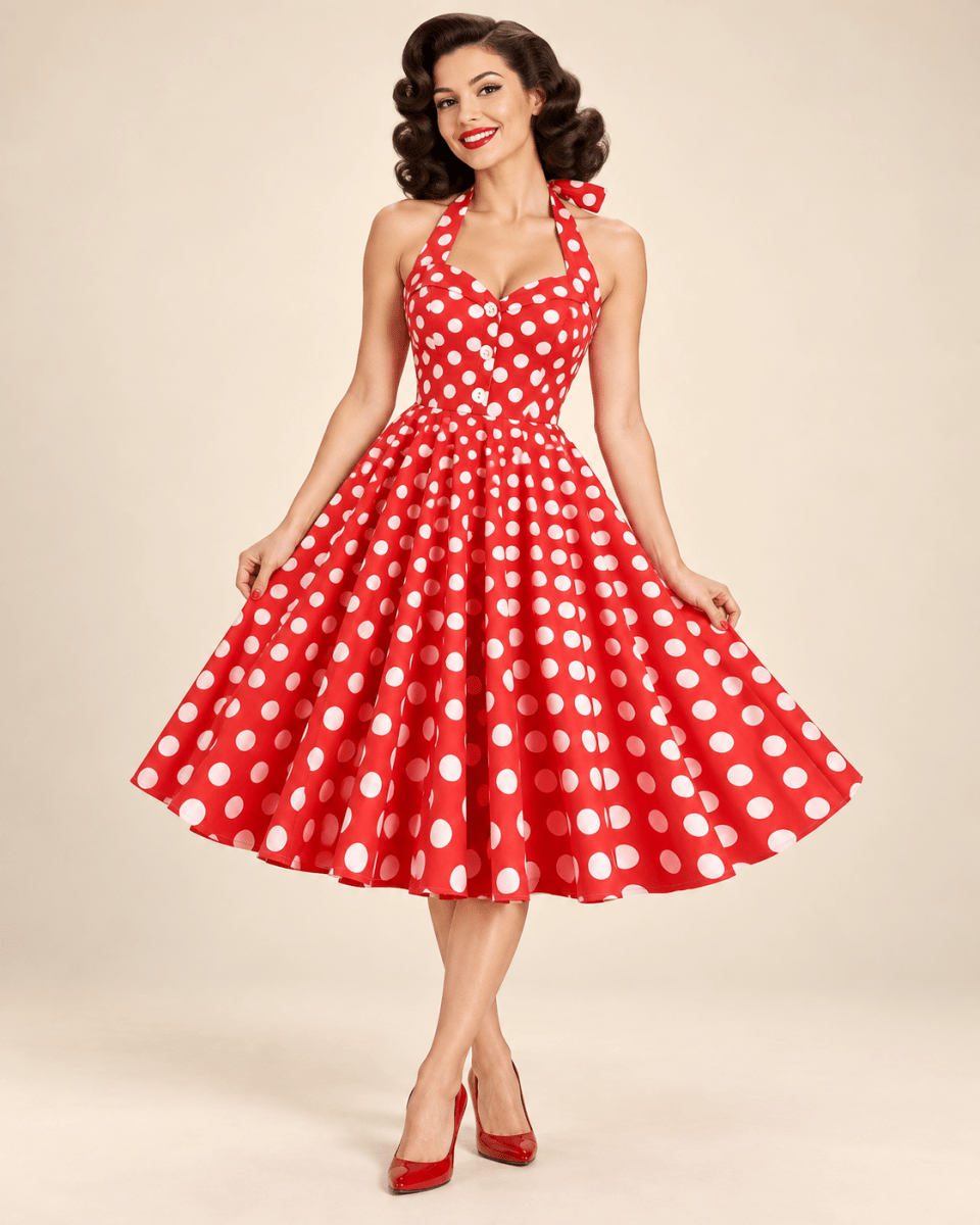Robe Patineuse Année 50 Rouge - Louise Vintage