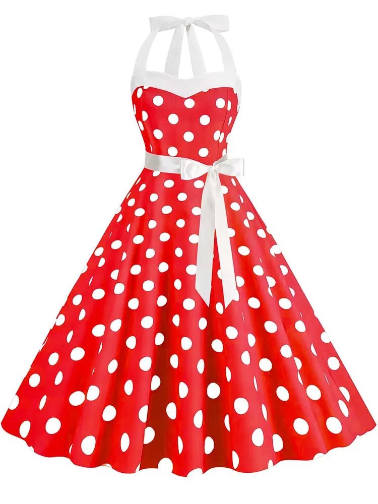 Robe Pin Up Rouge à Pois Année 50 - Louise Vintage