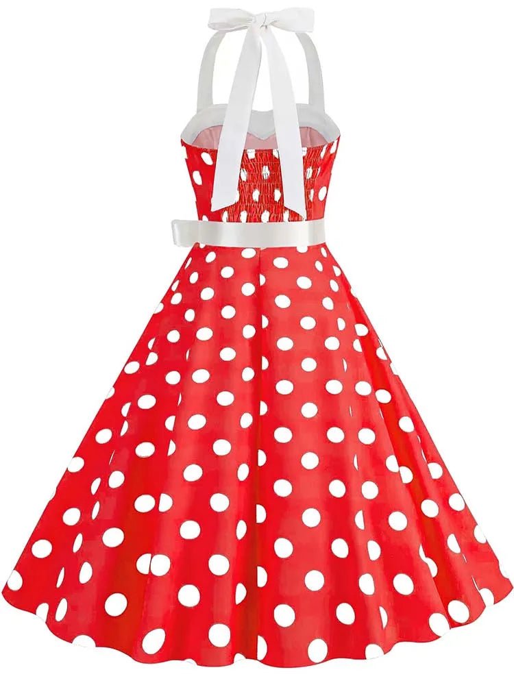 Robe Pin Up Rouge à Pois Année 50 - Louise Vintage