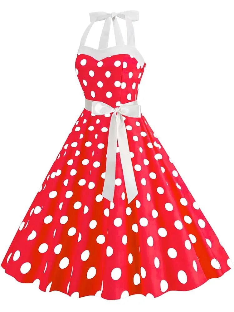 Robe Pin Up Rouge à Pois Année 50 - Louise Vintage