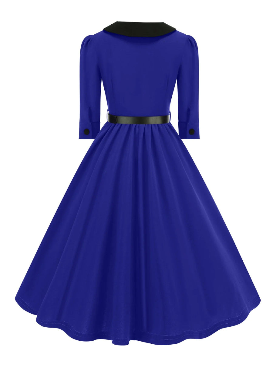 Robe Rétro Année 50 Bleu - Louise Vintage