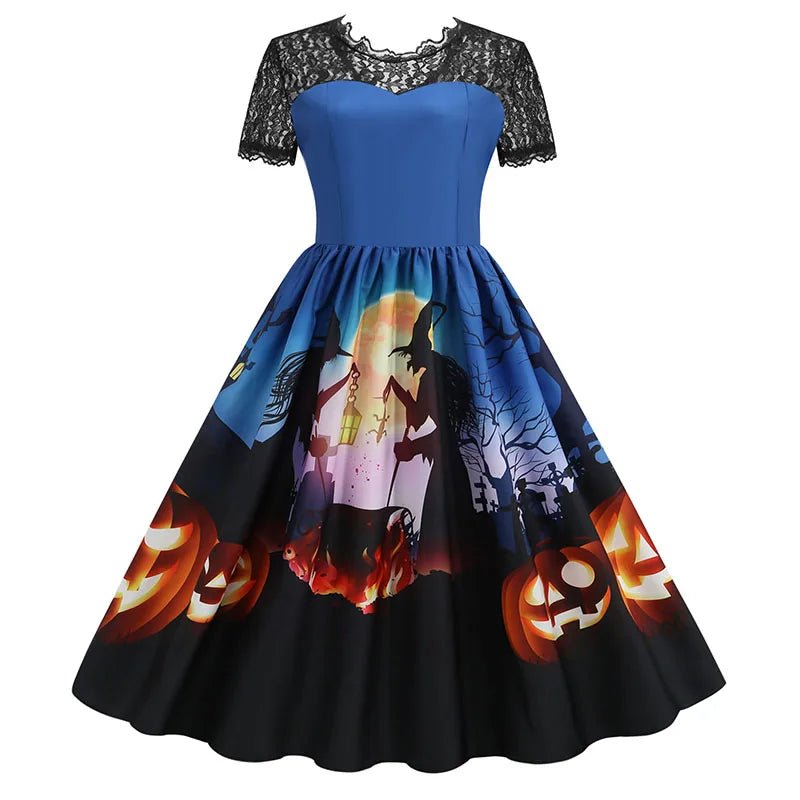 Robe Rétro Halloween Bleue - Louise Vintage