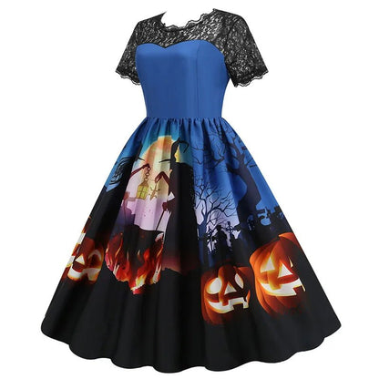 Robe Rétro Halloween Bleue - Louise Vintage