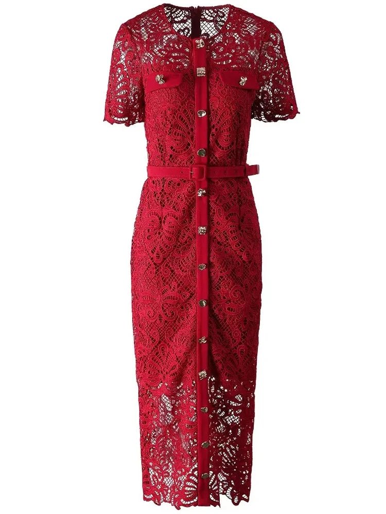 Robe Rétro Rouge Dentelle - Louise Vintage