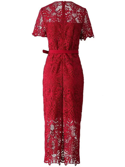 Robe Rétro Rouge Dentelle - Louise Vintage