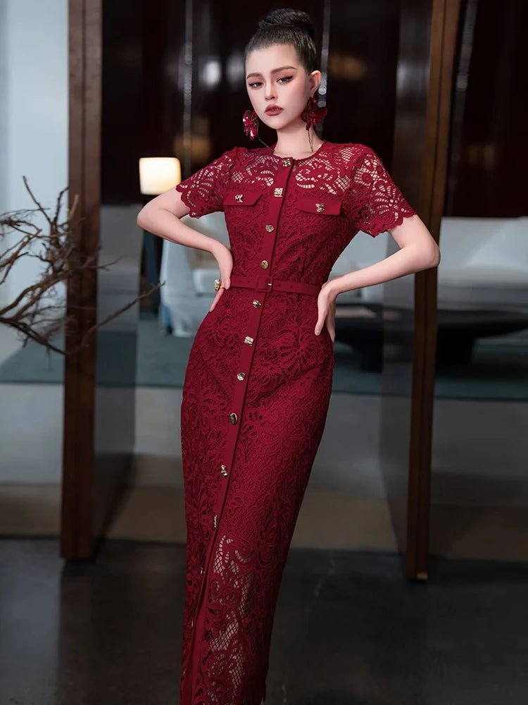 Robe Rétro Rouge Dentelle - Louise Vintage