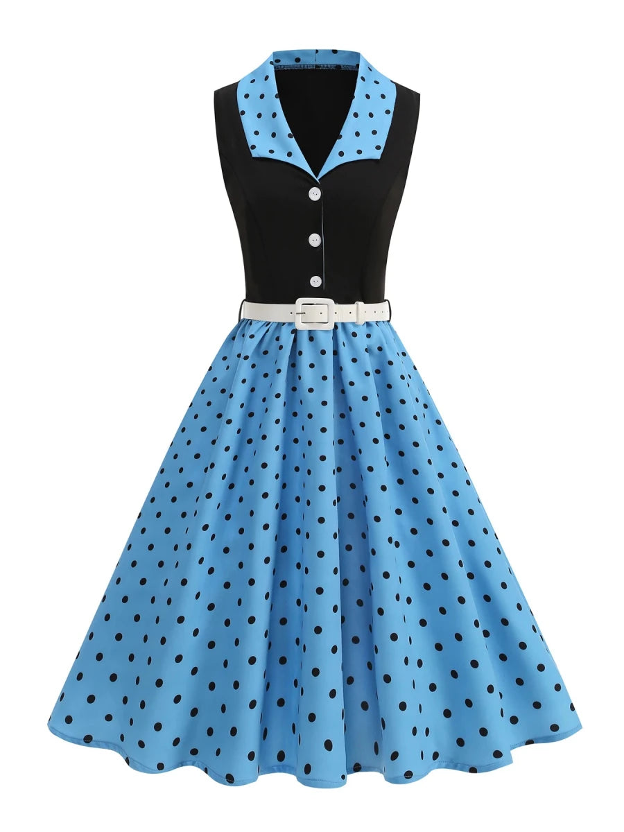 Robe Rockabilly Année 50 Bleu - Louise Vintage