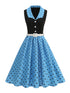 Robe Rockabilly Année 50 Bleu - Louise Vintage