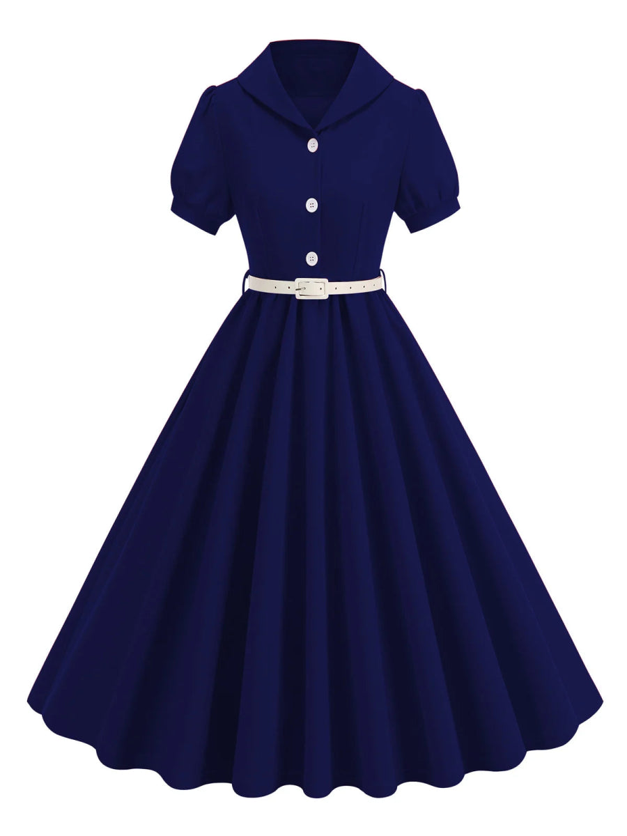 Robe Rockabilly Bleu Marine - Louise Vintage