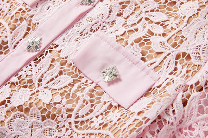 Robe Rose Broderie Anglaise Années 40 - Louise Vintage