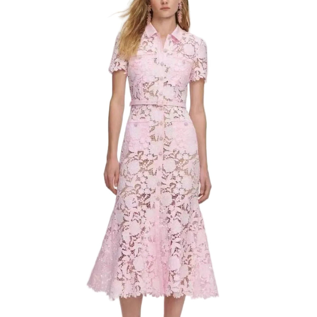 Robe Rose Broderie Anglaise Années 40 - Louise Vintage