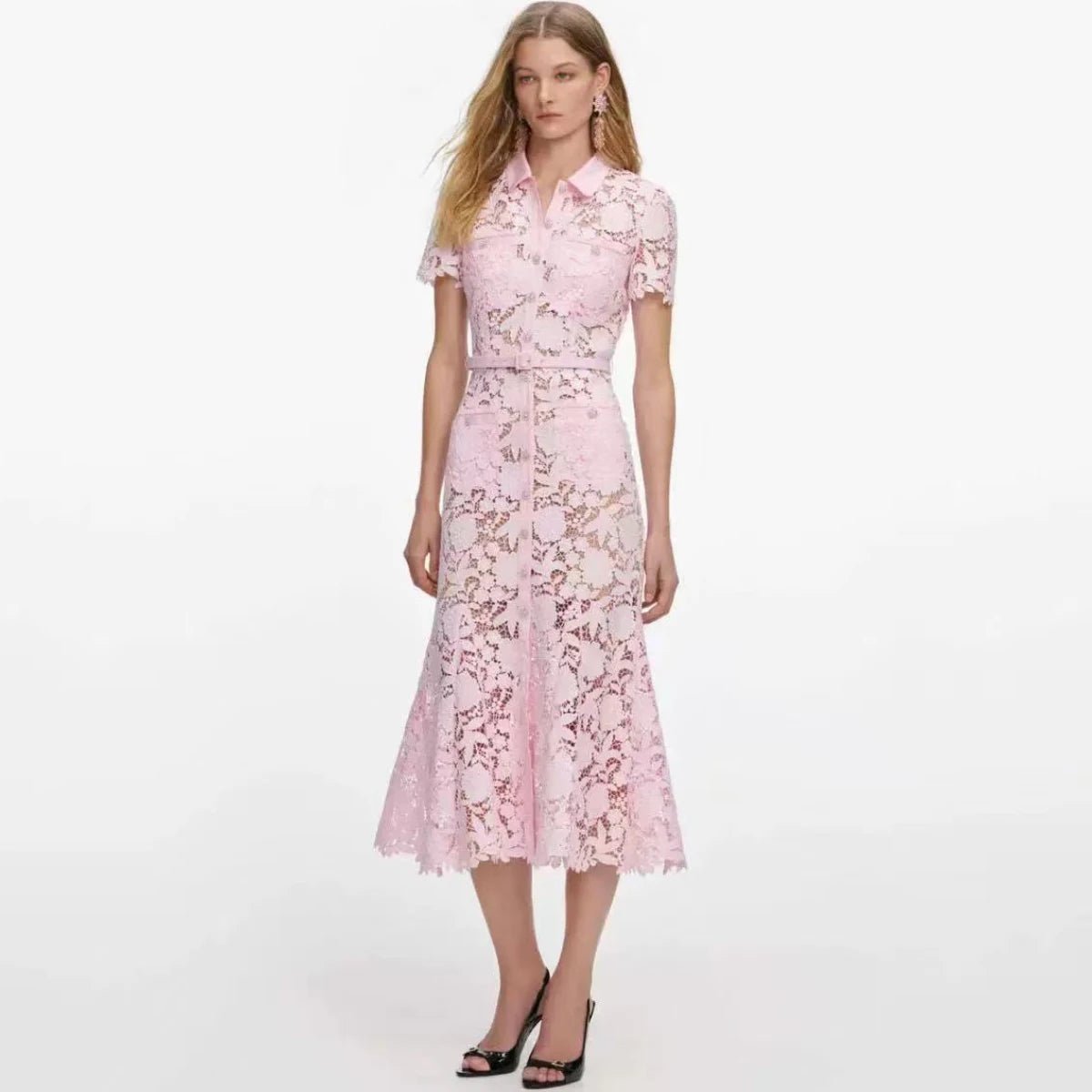 Robe Rose Broderie Anglaise Années 40 - Louise Vintage