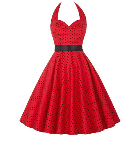 Robe Rouge Années 50 Col Large - Louise Vintage