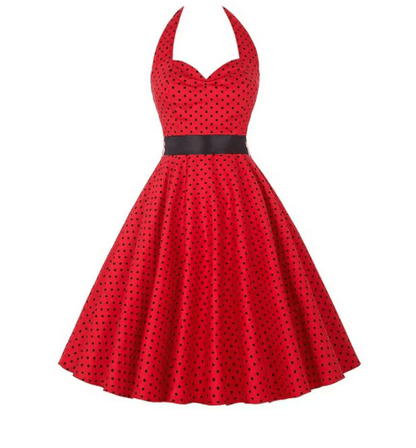 Robe Rouge Années 50 Col Large - Louise Vintage