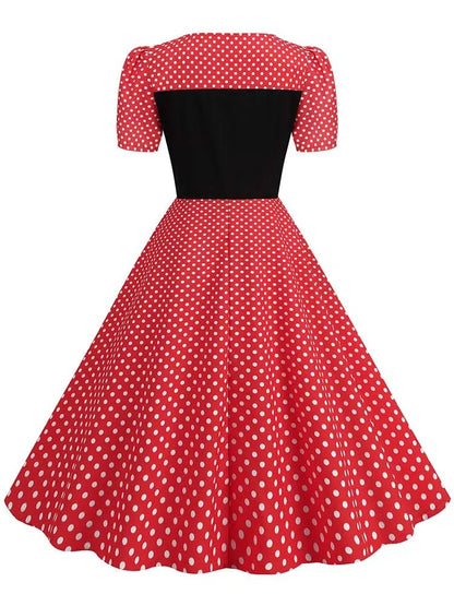 Robe Rouge Années 50 Col Large - Louise Vintage