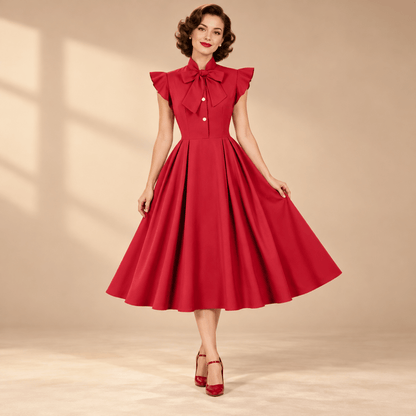 Robe Rouge Femme Année 50 - Louise Vintage