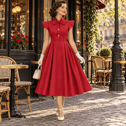 Robe Rouge Femme Année 50 - Louise Vintage