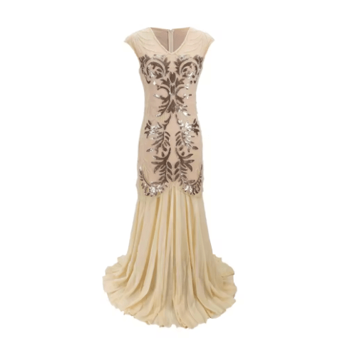 Robe Soirée Année 20 Beige - Louise Vintage