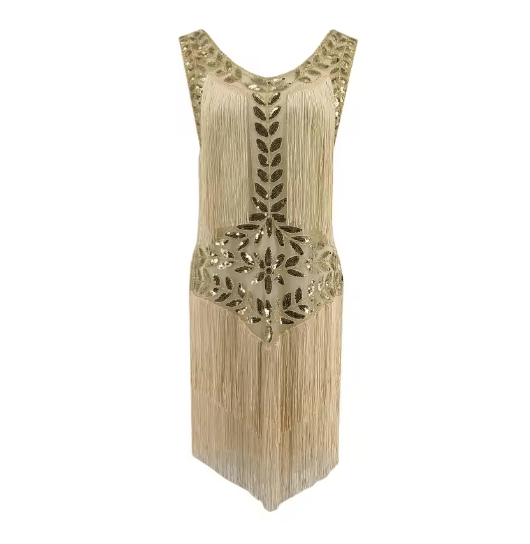 Robe Soirée Beige Année 20 - Louise Vintage