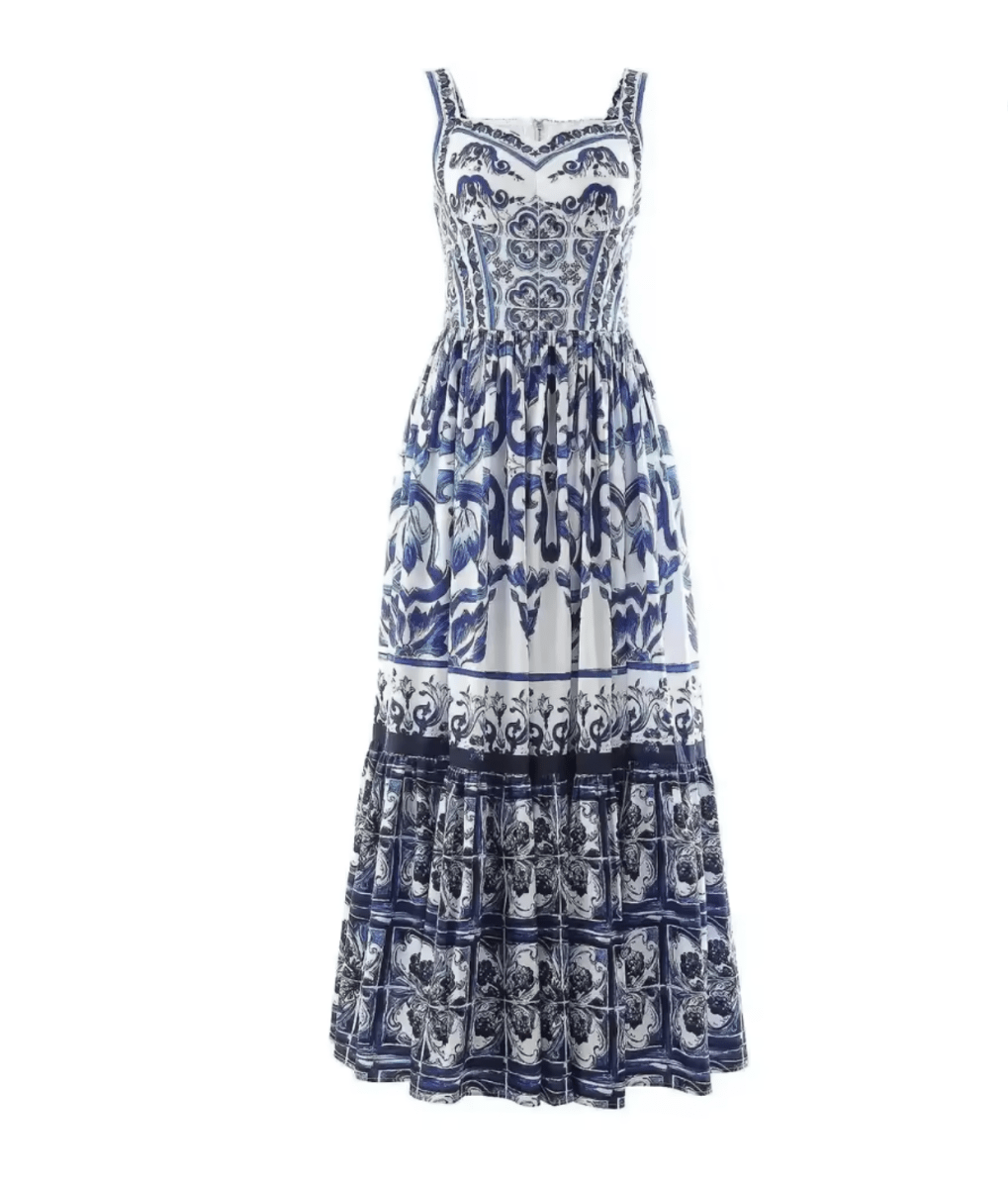 Robe Style Année 70 Bleue et Blanche - Louise Vintage