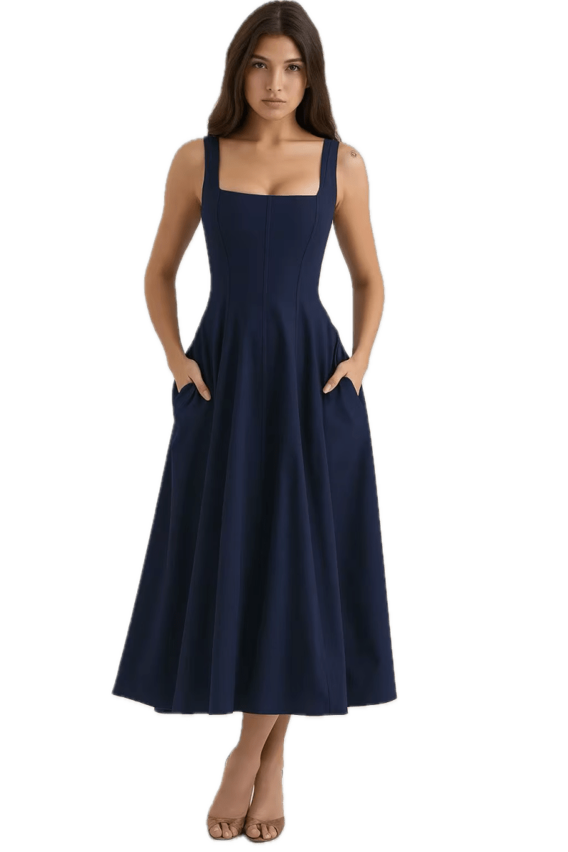 Robe Style Années 40 Marine - Louise Vintage