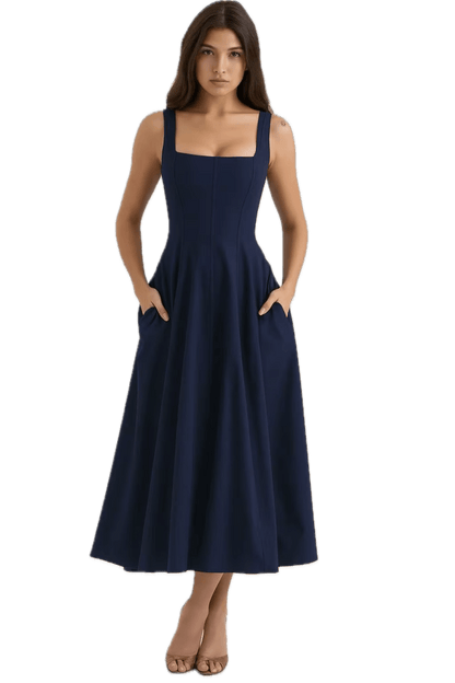 Robe Style Années 40 Marine - Louise Vintage