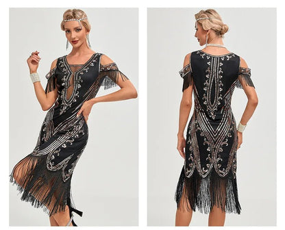 Robe Style Charleston Année 20 Argentée (Avec Accessoires) - Louise Vintage