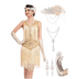 Robe Style Charleston Année 20 Beige (Avec Accéssoires) - Louise Vintage