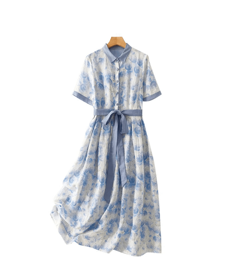 Robe Trapèze Année 70 Bleue - Louise Vintage