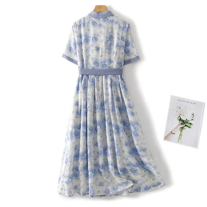 Robe Trapèze Année 70 Bleue - Louise Vintage