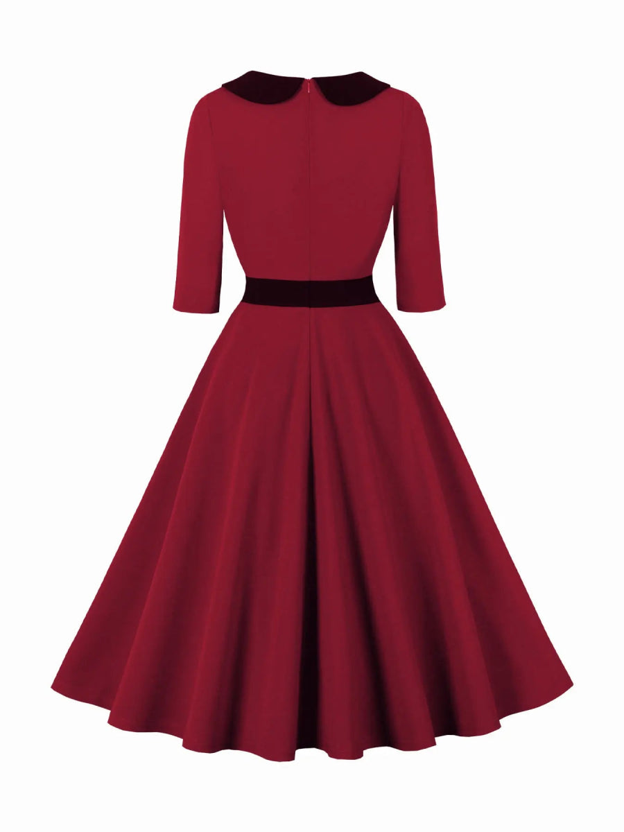 Robe Trapèze Années 50 Bordeaux - Louise Vintage