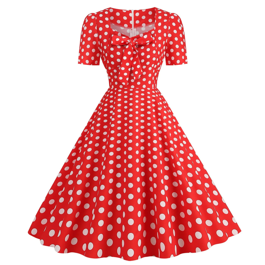 Robe Trapèze Vintage Rouge et Blanc - Louise Vintage