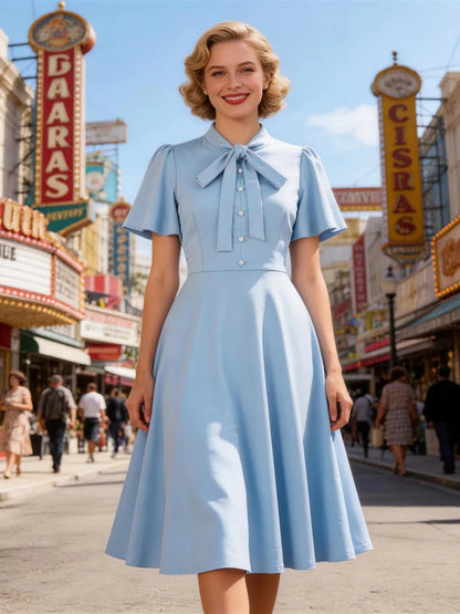 Robe Tunique Vintage Bleu - Louise Vintage