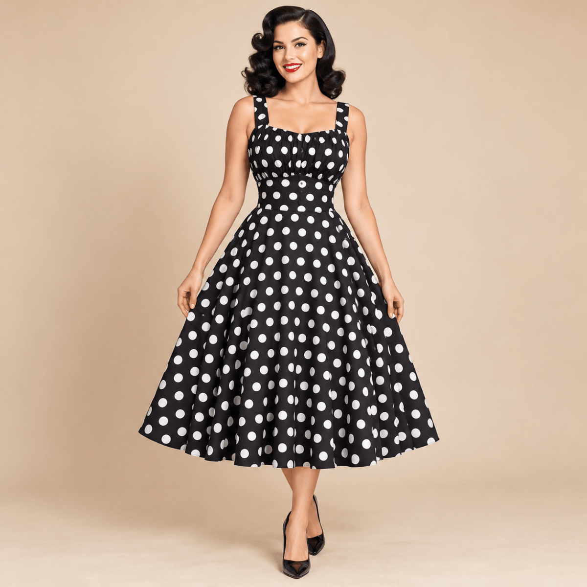 Robe Type Année 50 Noir - Louise Vintage