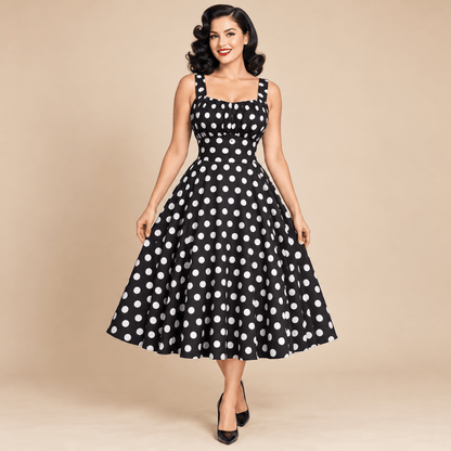 Robe Type Année 50 Noir - Louise Vintage
