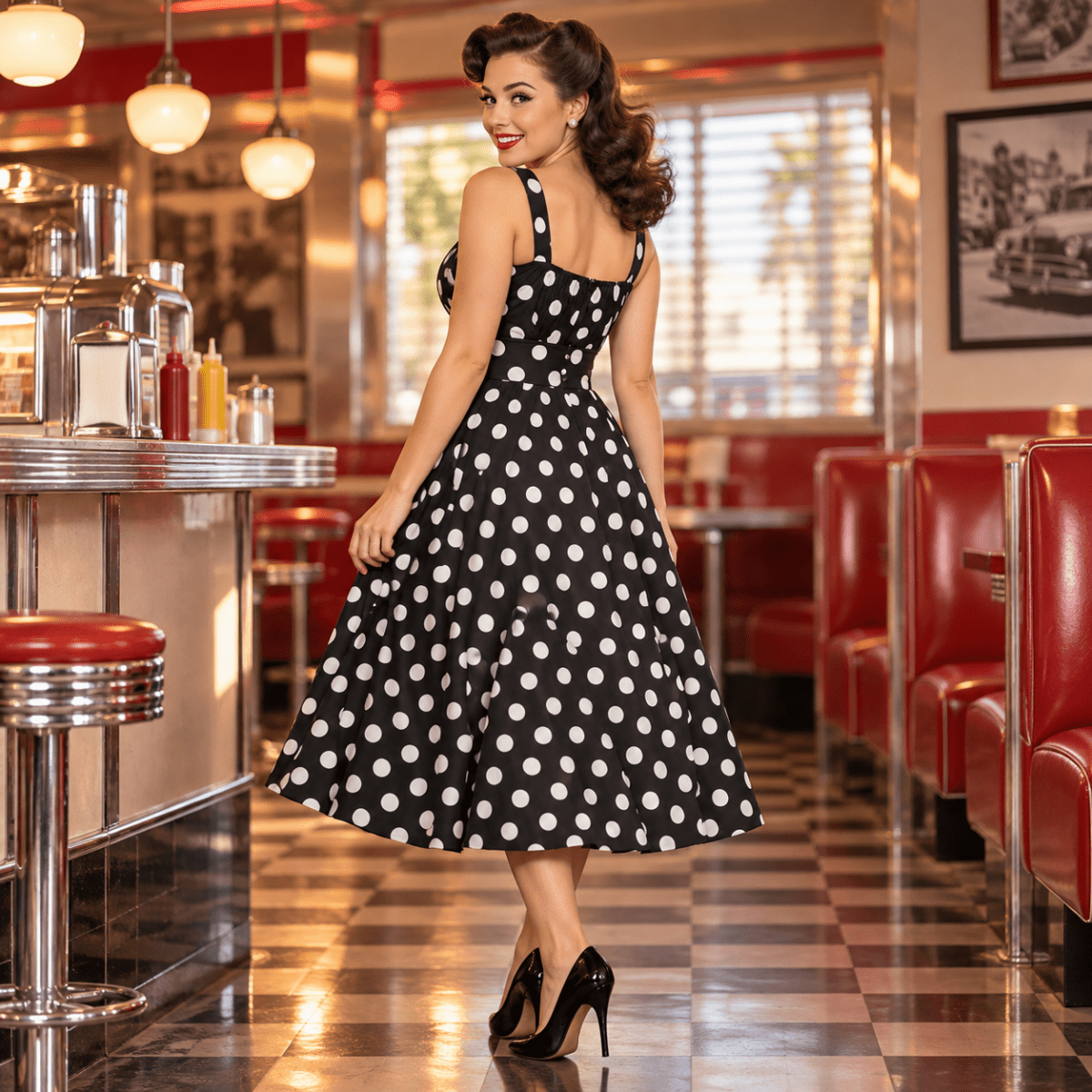 Robe Type Année 50 Noir - Louise Vintage