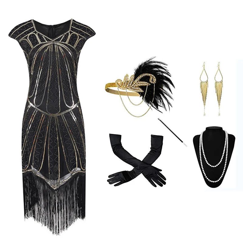 Robe Vintage 1920 Gris (Avec Accessoires) - Louise Vintage