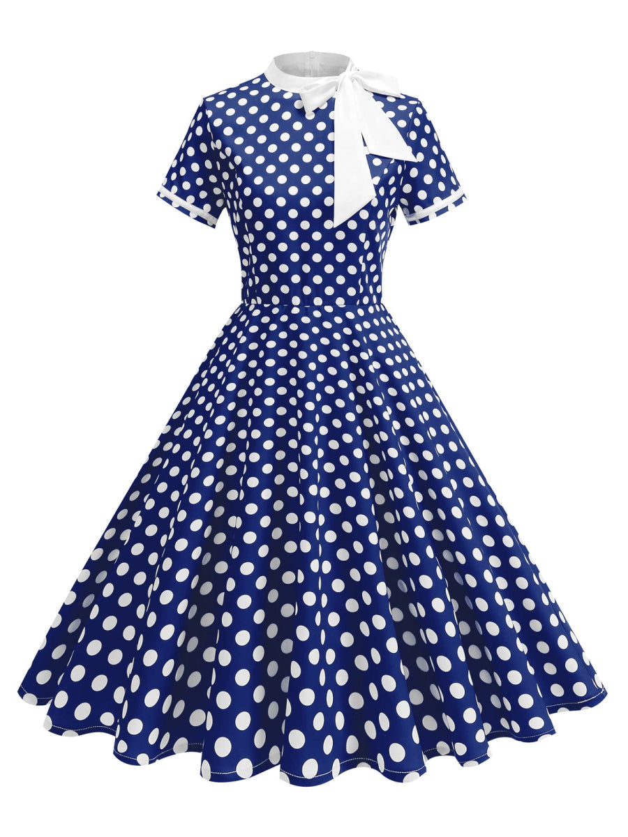 Robe Vintage 50s Bleue Pois - Louise Vintage