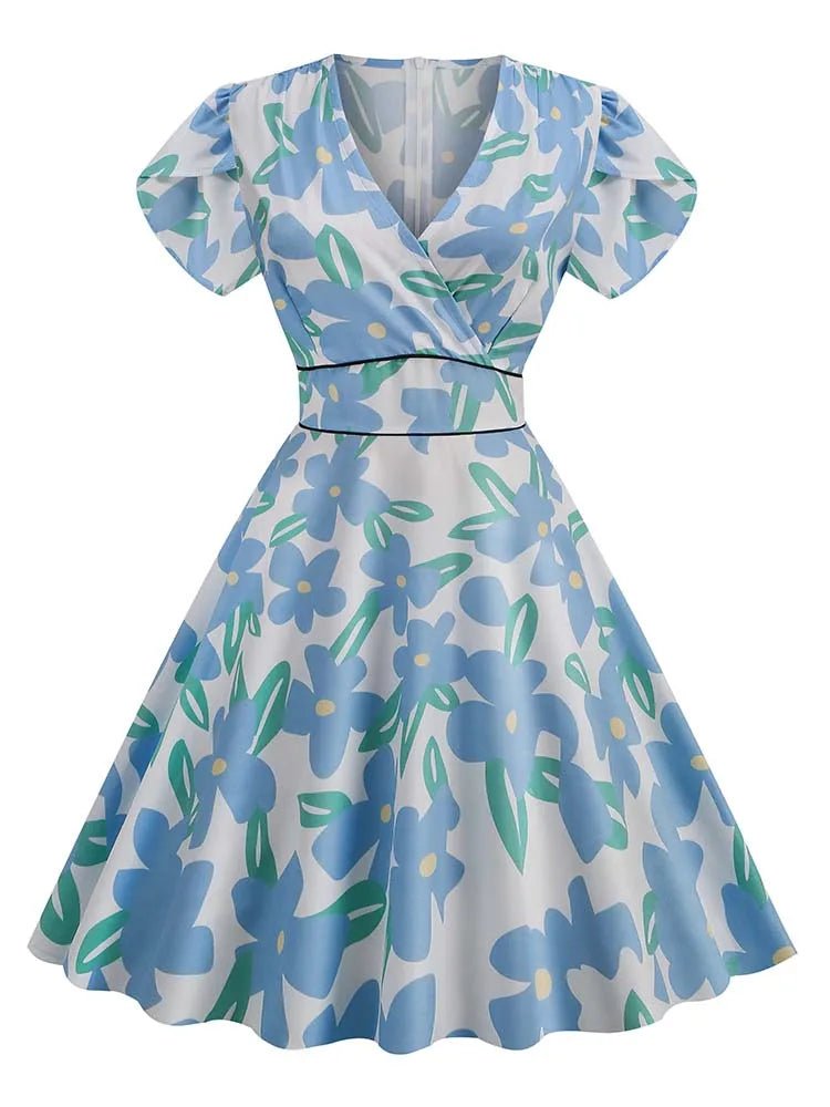 Robe Vintage Année 50 Grande Taille Fleurs - Louise Vintage