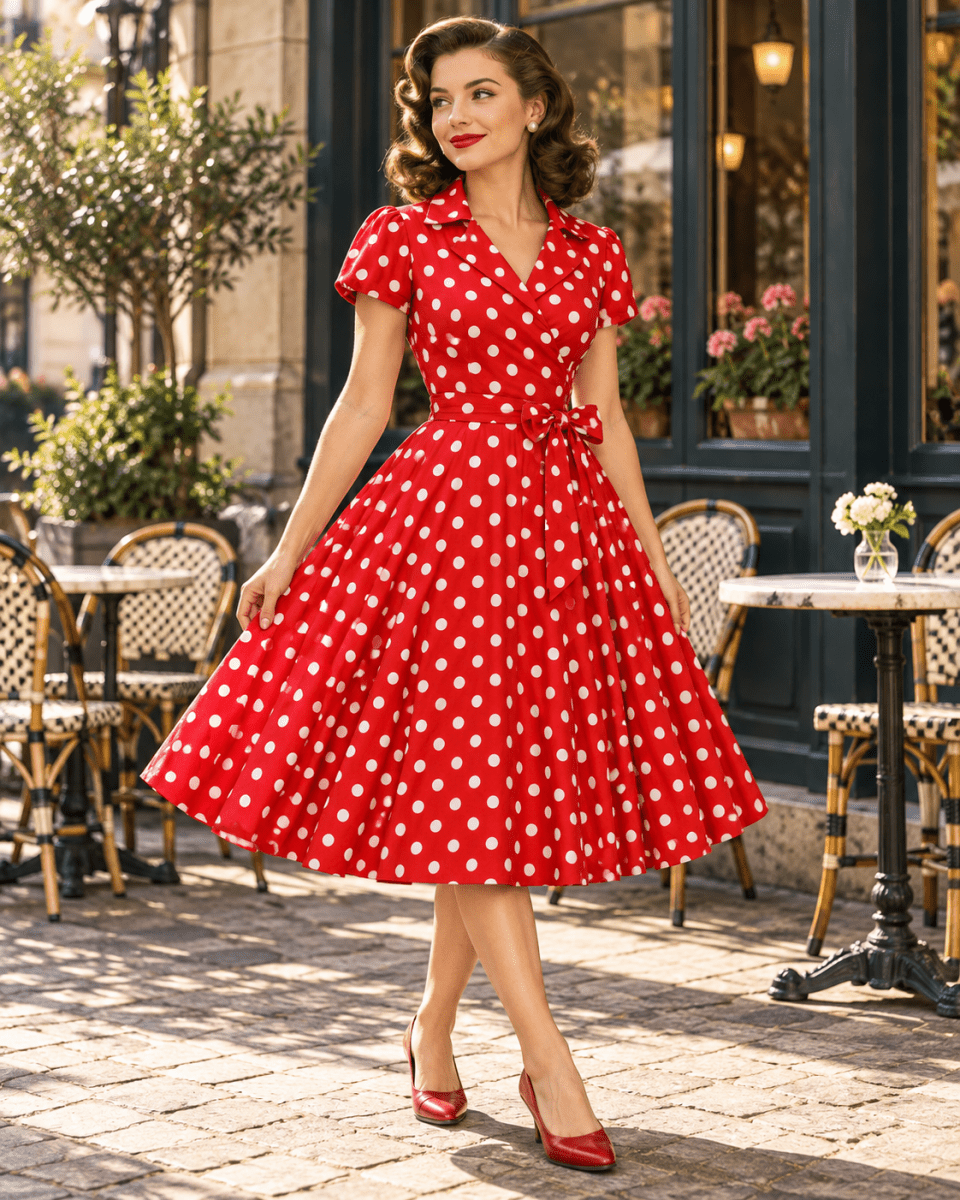 Robe Vintage Année 50 Rouge - Louise Vintage
