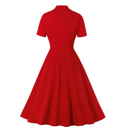 Robe Vintage Année 50 Rouge Unie - Louise Vintage
