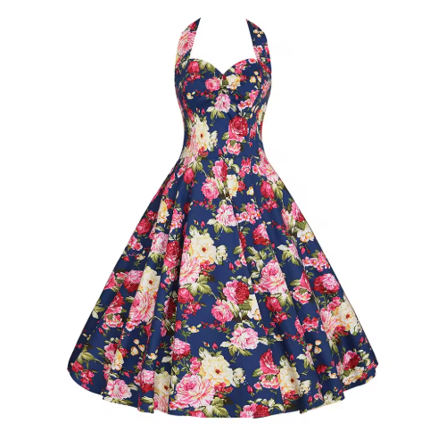Robe Vintage Année 60 Bleue Champetre - Louise Vintage