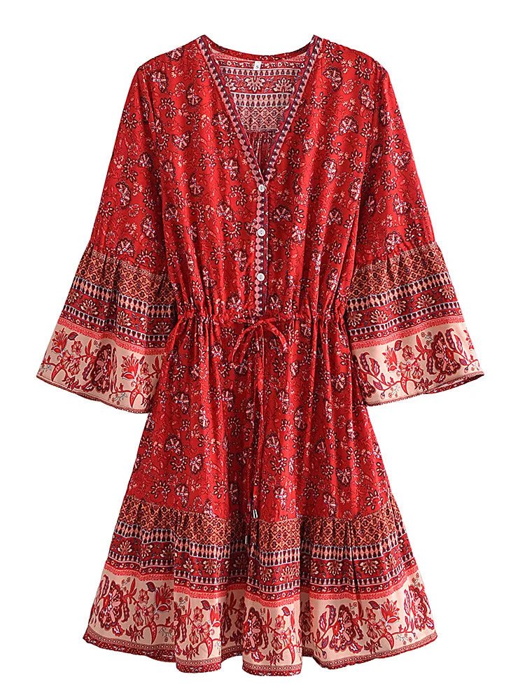 Robe Vintage Année 70 Rouge et Blanche - Louise Vintage