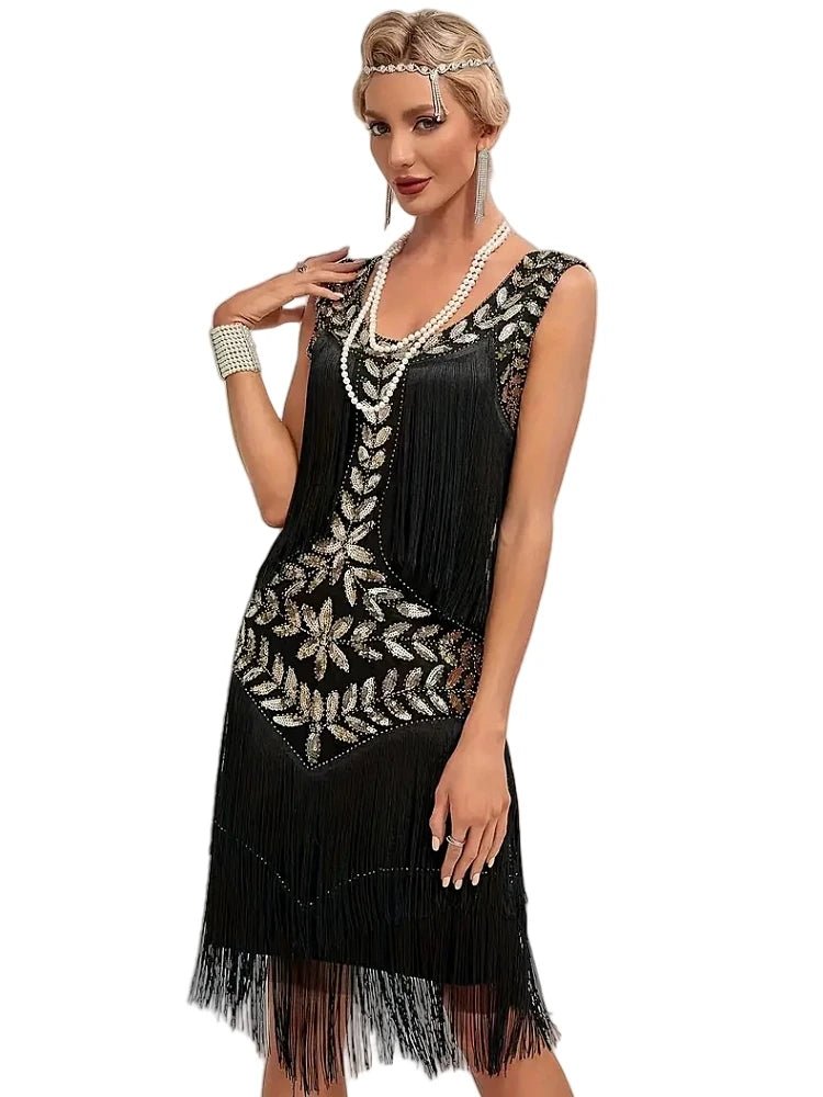 Robe Vintage Années 20 Art Déco Noir - Louise Vintage