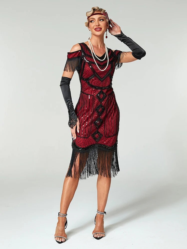 Robe Vintage Années 20 Flapper Rouge - Louise Vintage