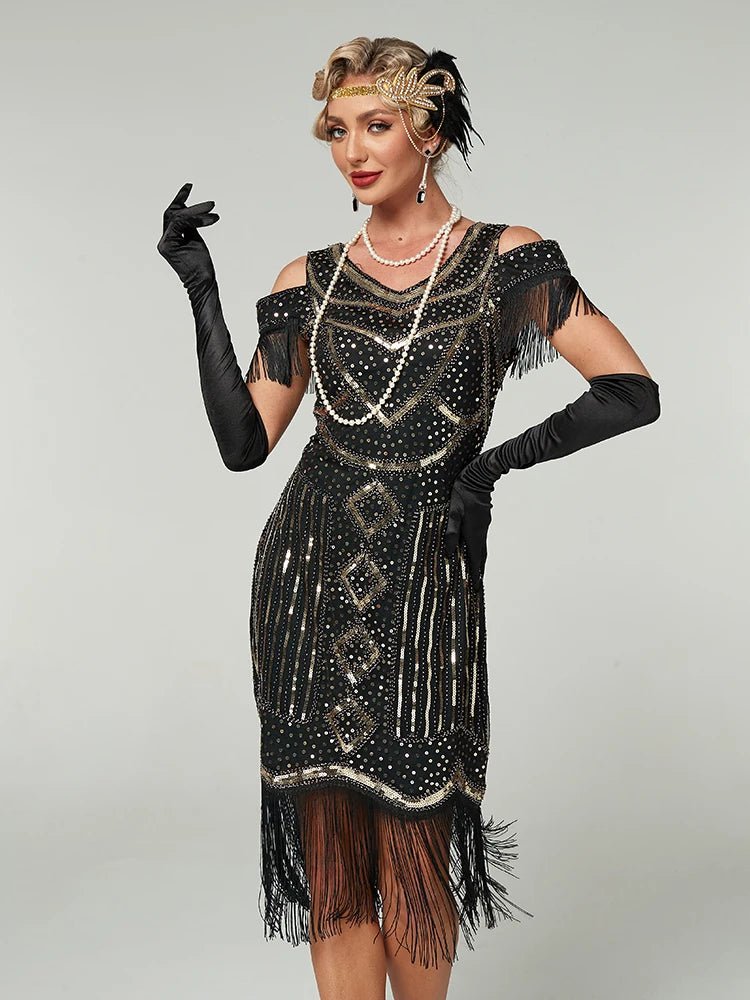 Robe Vintage Années 20 Flapper Vert - Louise Vintage